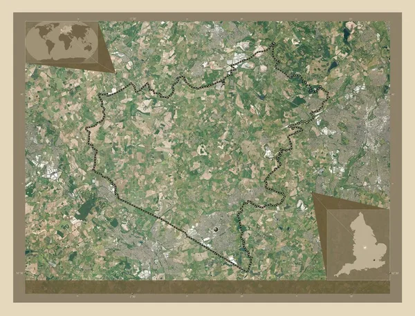 ヒンクリーとボズワース イギリスの首都圏ではない地域 イギリス 高解像度衛星地図 コーナー補助位置図 — ストック写真