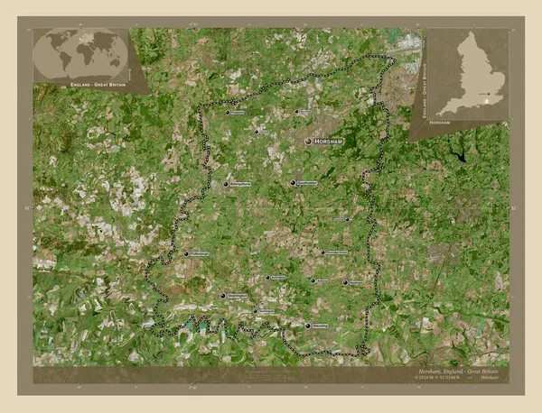 Horsham Nemetropolitní Okres Anglie Velká Británie Satelitní Mapa Vysokým Rozlišením — Stock fotografie