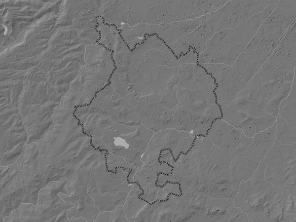 Huntingdonshire, İngiltere 'nin metropolitan olmayan bölgesi, Büyük Britanya. Gölleri ve nehirleri olan çift seviyeli yükseklik haritası