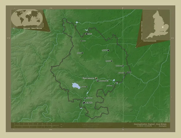 Huntingdonshire Μητροπολιτική Περιφέρεια Αγγλίας Μεγάλης Βρετανίας Υψόμετρο Χάρτη Χρωματισμένο Στυλ — Φωτογραφία Αρχείου