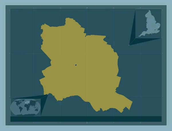 イングランドの非大都市圏であるイプスウィッチ イギリス しっかりした色の形 コーナー補助位置図 — ストック写真