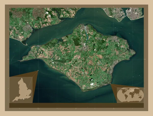 Isle Wight Enhetlig Auktoritet England Storbritannien Lågupplöst Satellitkarta Hjälpkartor För — Stockfoto