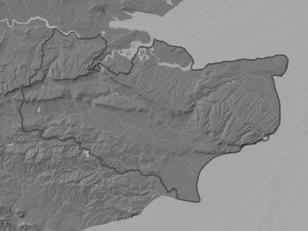 Kent Administrative County England Great Britain Bilevel Elevation Map Lakes — Stock Photo, Image