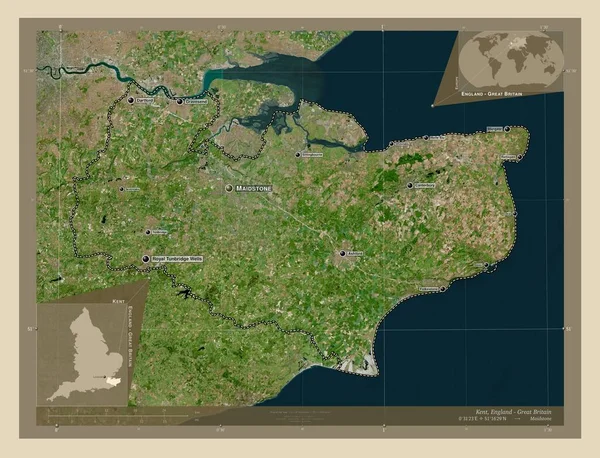 Kent Condado Administrativo Inglaterra Grã Bretanha Mapa Satélite Alta Resolução — Fotografia de Stock