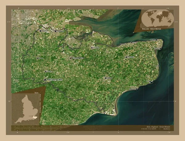 Kent Contea Amministrativa Dell Inghilterra Gran Bretagna Mappa Satellitare Bassa — Foto Stock