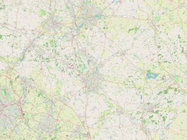 Leicestershire, İngiltere idari kontluğu - Büyük Britanya. Açık Sokak Haritası