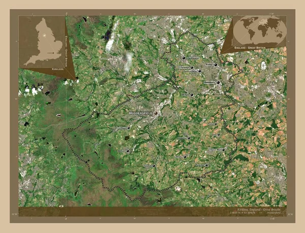 Kirklees Condado Administrativo Inglaterra Grã Bretanha Mapa Satélite Baixa Resolução — Fotografia de Stock
