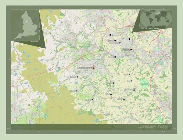 Kirklees Condado Administrativo Inglaterra Gran Bretaña Open Street Map Ubicaciones —  Fotos de Stock