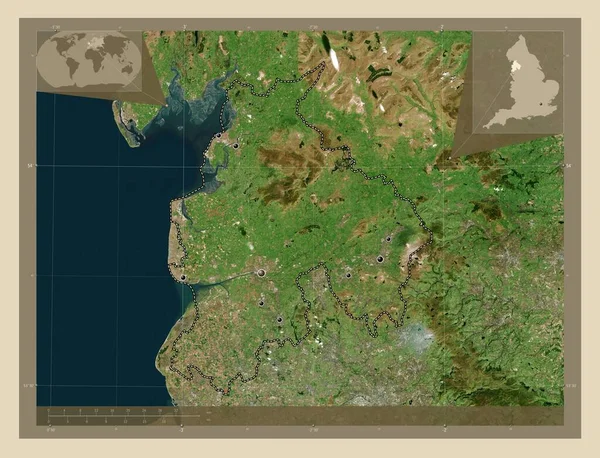 Lancashire Condado Administrativo Inglaterra Gran Bretaña Mapa Satelital Alta Resolución — Foto de Stock