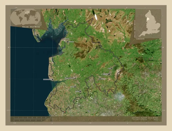 Lancashire Condado Administrativo Inglaterra Gran Bretaña Mapa Satelital Alta Resolución — Foto de Stock