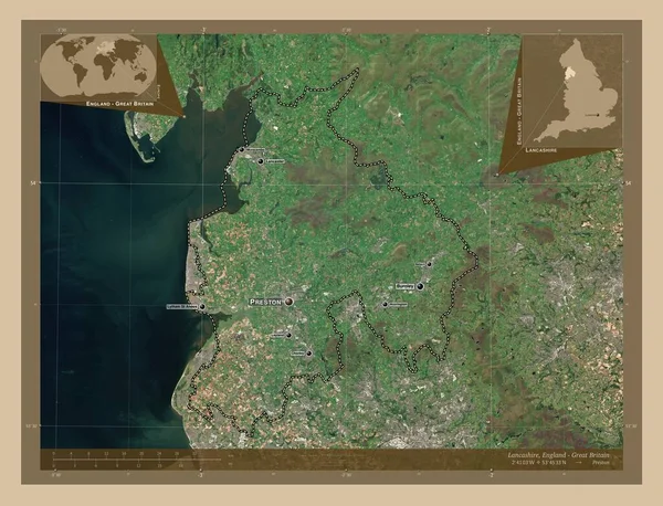 Lancashire Διοικητική Περιφέρεια Αγγλίας Μεγάλης Βρετανίας Δορυφορικός Χάρτης Χαμηλής Ανάλυσης — Φωτογραφία Αρχείου