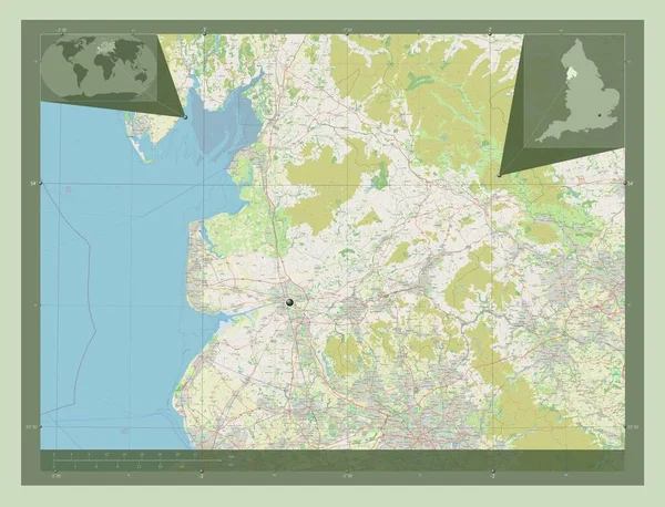 Lancashire Bestuurlijke Graafschap Engeland Groot Brittannië Open Plattegrond Hulplocatiekaarten Hoek — Stockfoto