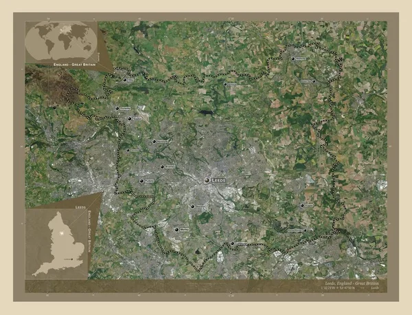 Leeds Condado Administrativo Inglaterra Grã Bretanha Mapa Satélite Alta Resolução — Fotografia de Stock