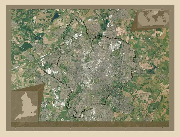 Ciudad Leicester Autoridad Unitaria Inglaterra Gran Bretaña Mapa Satelital Alta —  Fotos de Stock
