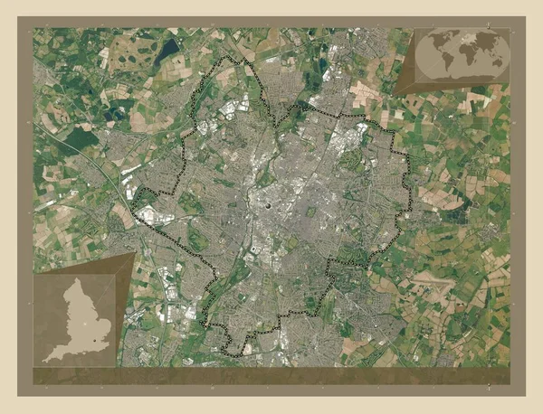 Stad Leicester Unitaire Autoriteit Van Engeland Groot Brittannië Satellietkaart Met — Stockfoto