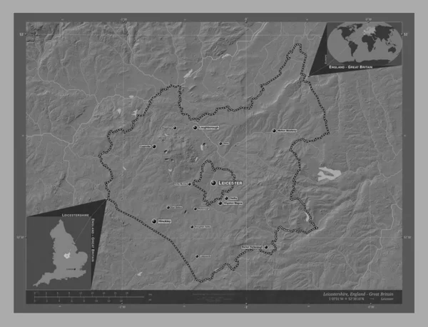 Leicestershire Comté Administratif Angleterre Grande Bretagne Carte Altitude Bilevel Avec — Photo