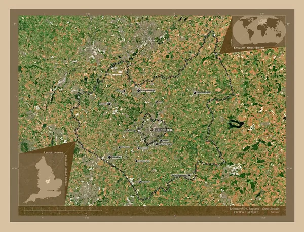 Leicestershire Bestuurlijke Graafschap Engeland Groot Brittannië Lage Resolutie Satellietkaart Locaties — Stockfoto