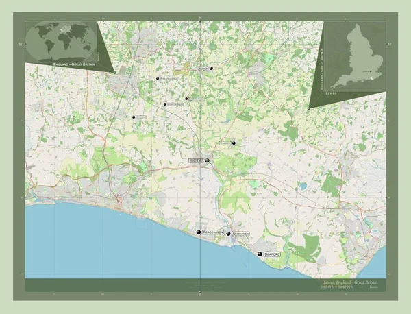 Lewes Μητροπολιτική Περιφέρεια Αγγλίας Μεγάλης Βρετανίας Χάρτης Του Δρόμου Τοποθεσίες — Φωτογραφία Αρχείου