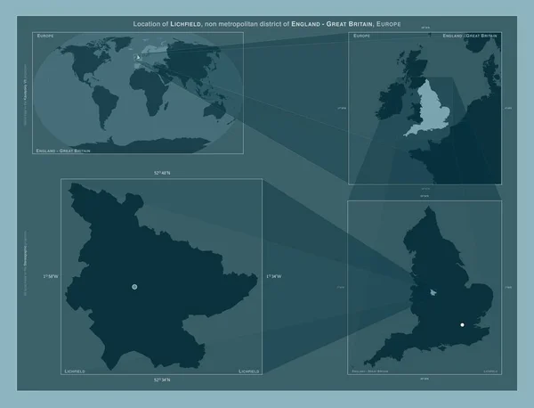Lichfield Englands Icke Storstadsdistrikt Storbritannien Diagram Som Visar Regionens Läge — Stockfoto