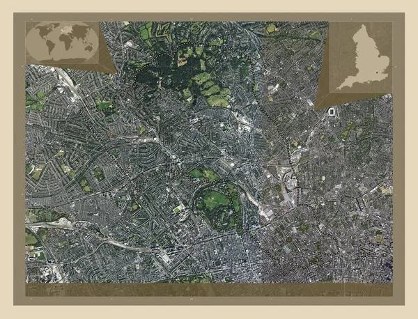 London Borough Camden London Borough England Großbritannien Hochauflösende Satellitenkarte Eck — Stockfoto