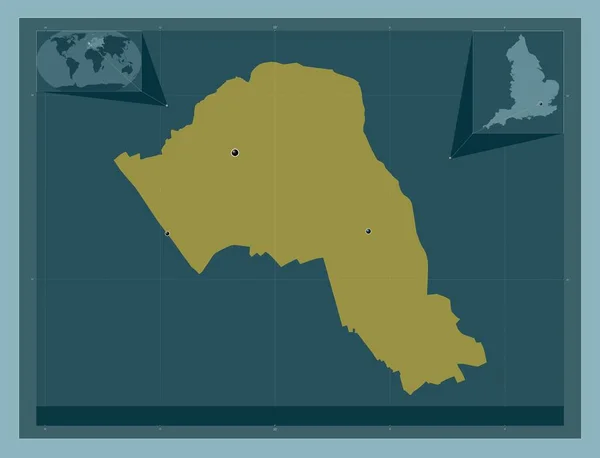 英国伦敦坎顿自治市卡姆登的伦敦自治区 固体的颜色形状 该区域主要城市的所在地点 角辅助位置图 — 图库照片