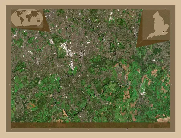 英国伦敦克罗伊顿区的伦敦自治区 大不列颠 低分辨率卫星地图 角辅助位置图 — 图库照片