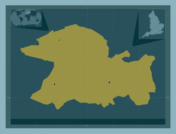 英国伦敦伊灵区的伦敦自治区 大不列颠 固体的颜色形状 该区域主要城市的所在地点 角辅助位置图 — 图库照片