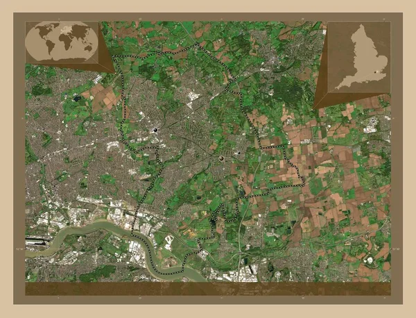 London Borough Havering London Borough England Storbritannien Lågupplöst Satellitkarta Platser — Stockfoto