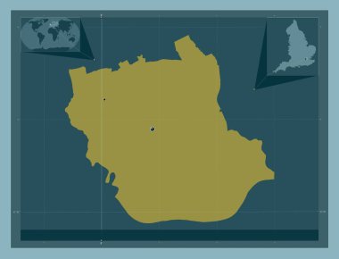 Londra 'nın Newham ilçesi, İngiltere' nin Londra ilçesi, İngiltere. Katı renk şekli. Bölgenin büyük şehirlerinin yerleri. Köşedeki yedek konum haritaları