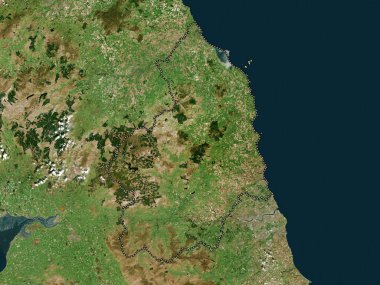 Northumberland, İngiltere idari bölgesi - Büyük Britanya. Yüksek çözünürlüklü uydu haritası