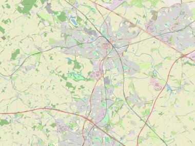 Nuneaton ve Bedworth, İngiltere 'nin metropolitan olmayan bölgesi - Büyük Britanya. Açık Sokak Haritası