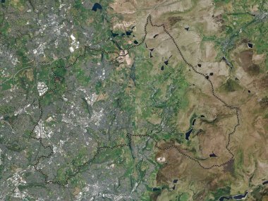 Oldham, İngiltere 'nin idari ilçesi - Büyük Britanya. Yüksek çözünürlüklü uydu haritası
