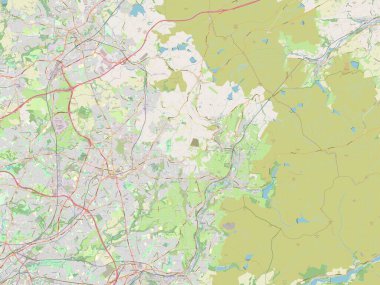 Oldham, İngiltere 'nin idari ilçesi - Büyük Britanya. Açık Sokak Haritası