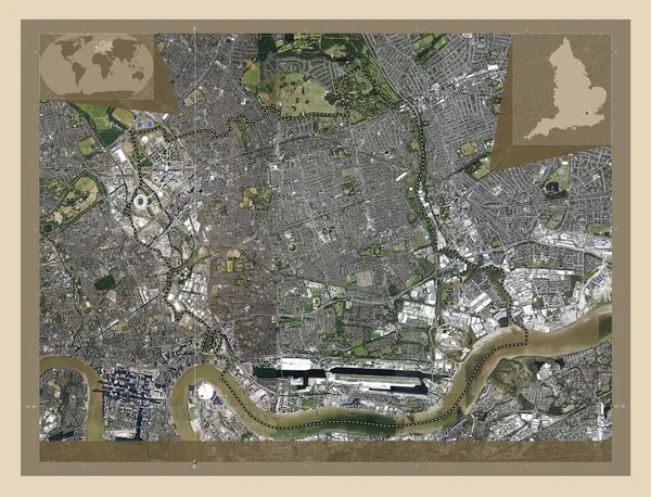 Лондонский Район Ньюэм Лондонский Район Англии Великобритания Спутниковая Карта Высокого — стоковое фото