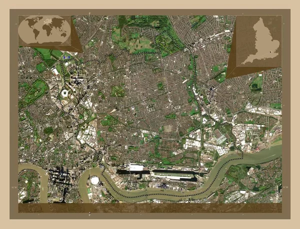 London Borough Newham London Borough England Großbritannien Satellitenkarte Mit Niedriger — Stockfoto