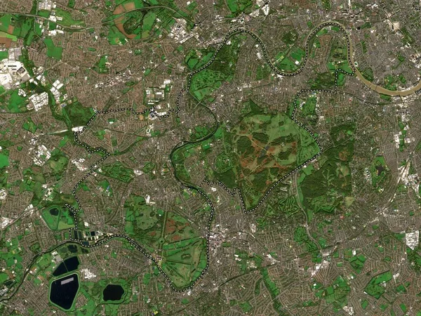 London Borough Richmond Thames London Borough England Storbritannien Lågupplöst Satellitkarta — Stockfoto