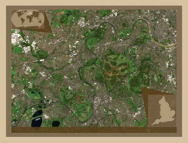 London Borough Richmond Thames London Borough England Großbritannien Satellitenkarte Mit — Stockfoto