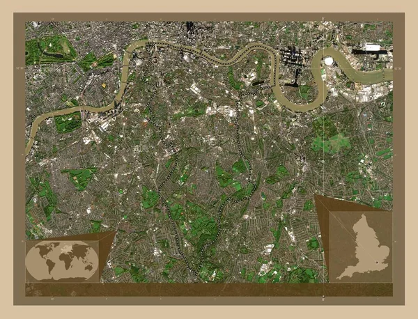 London Borough Southwark London Borough England Großbritannien Satellitenkarte Mit Niedriger — Stockfoto