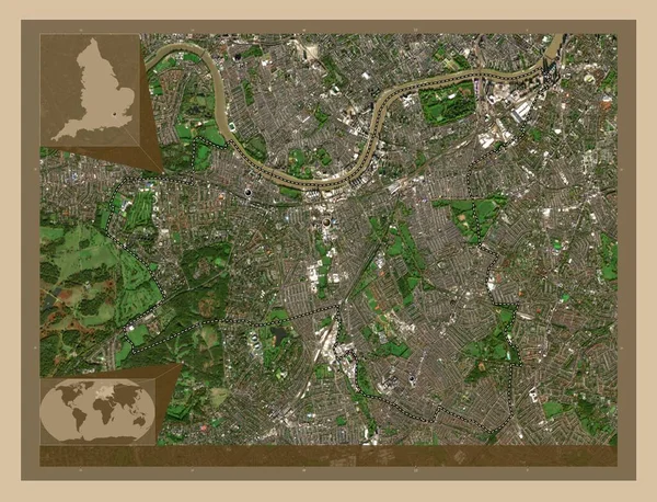 London Borough Wandsworth London Borough England Großbritannien Satellitenkarte Mit Niedriger — Stockfoto