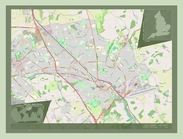 Luton Autoridad Unitaria Inglaterra Gran Bretaña Open Street Map Ubicaciones —  Fotos de Stock