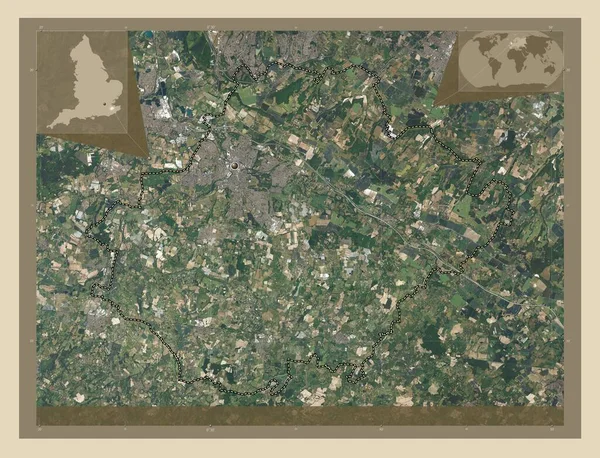 イギリスの非大都市圏であるメイドストーン 英語版 イギリス 高解像度衛星地図 コーナー補助位置図 — ストック写真
