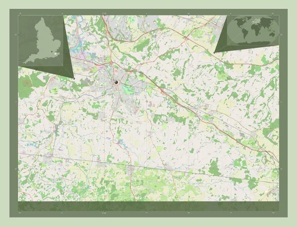 梅德斯通 英格兰非大都市地区 大不列颠 开放街道地图 角辅助位置图 — 图库照片
