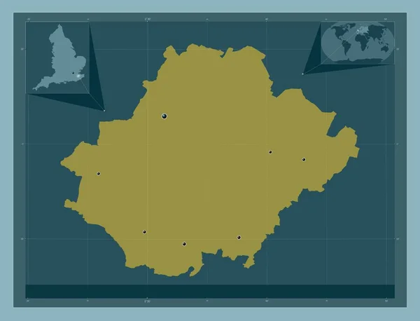 イギリスの非大都市圏であるメイドストーン 英語版 イギリス しっかりした色の形 地域の主要都市の場所 コーナー補助位置図 — ストック写真