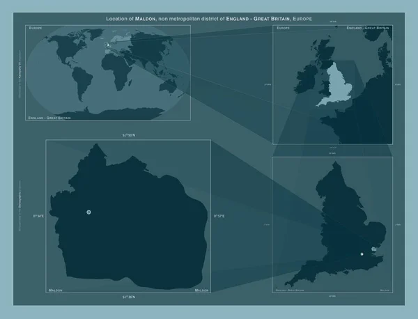 Мальдон Неметаморфозный Район Англии Великобритания Диаграмма Показывающая Расположение Региона Крупных — стоковое фото