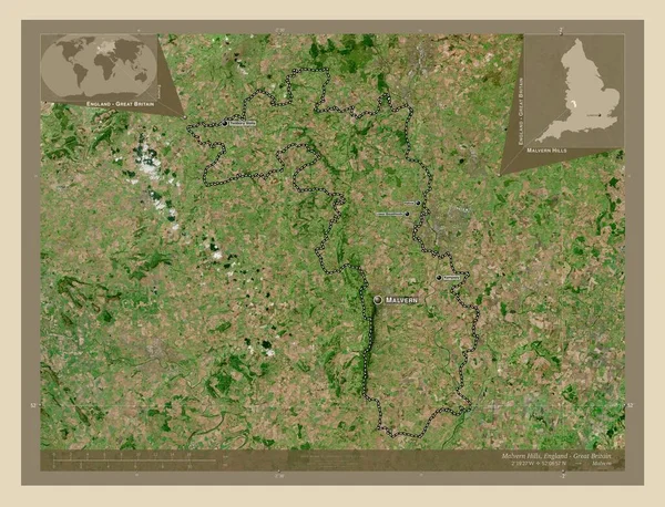 Malvern Hills Distrito Metropolitano Inglaterra Gran Bretaña Mapa Satelital Alta — Foto de Stock