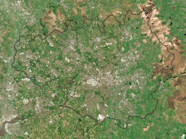 Gran Mánchester Región Inglaterra Gran Bretaña Mapa Satelital Baja Resolución — Foto de Stock