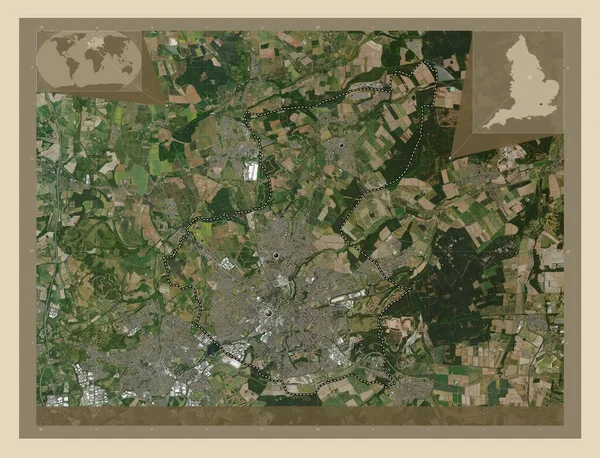 Mansfield Niet Grootstedelijk District Van Engeland Groot Brittannië Satellietkaart Met — Stockfoto