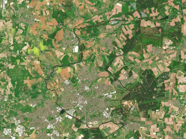曼斯菲尔德 英格兰非大都市地区 大不列颠 低分辨率卫星地图 — 图库照片