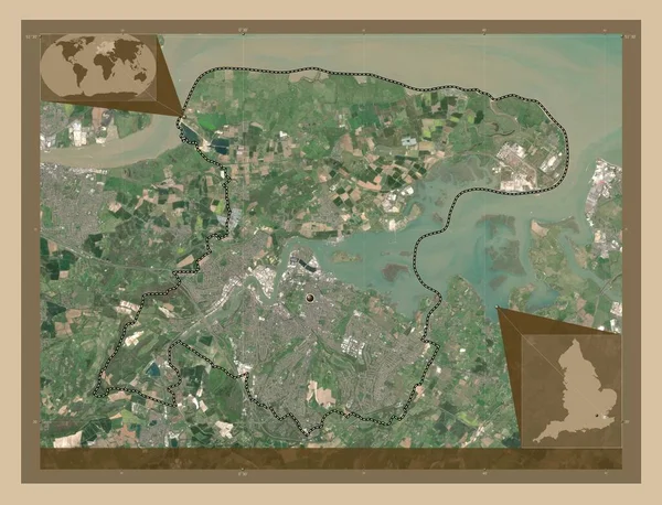 Medway Autoridad Unitaria Inglaterra Gran Bretaña Mapa Satelital Baja Resolución —  Fotos de Stock
