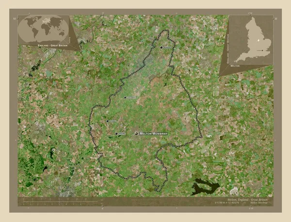 Melton Μητροπολιτική Περιφέρεια Αγγλίας Μεγάλης Βρετανίας Υψηλής Ανάλυσης Δορυφορικός Χάρτης — Φωτογραφία Αρχείου